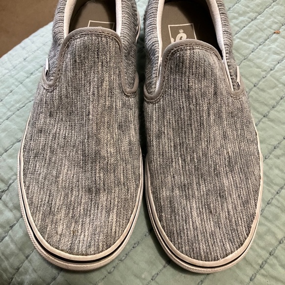 Grey Corduroy Vans Slides - Picture 1 of 4
